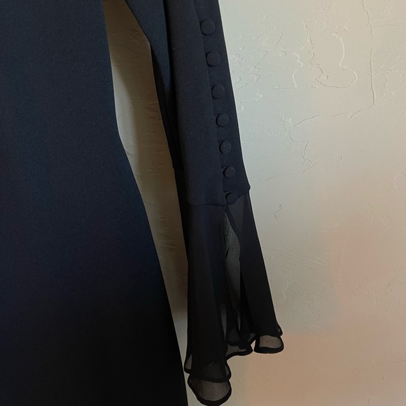 Calvin Klein Size 6 Long Sleeve Black Formal Knee Length Dress - Picture 4 of 6